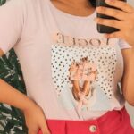 T-Shirt manga curta gola redonda estampas e cores Diversas