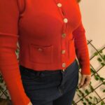Casaquinho em tricot com botões e bolso Vermelho