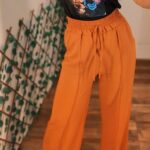 Calça Pantalona com forro Lisa Terra Cota