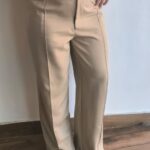 Calça Alfaiataria com botão Bege